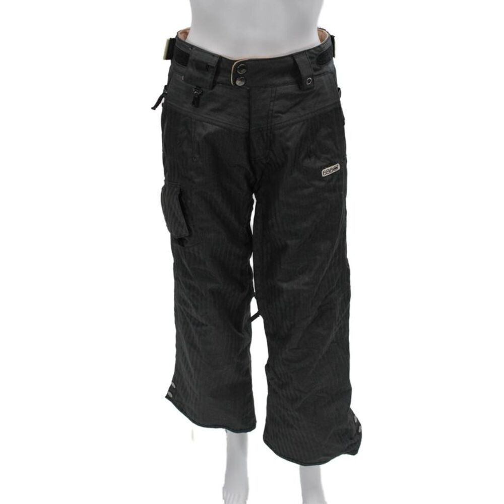 686 Mens Cargo Snow Pants Black Herringbone Nylon Button Inseam 27 Size XS